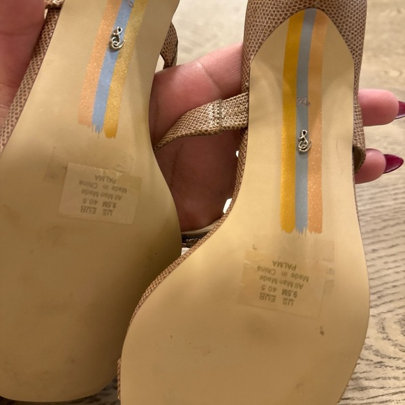 Sam Edelman Palma Kitten Heel Mule Slide Sandals Textured Pearl Beige Nude 9.5 - Picture 5 of 5